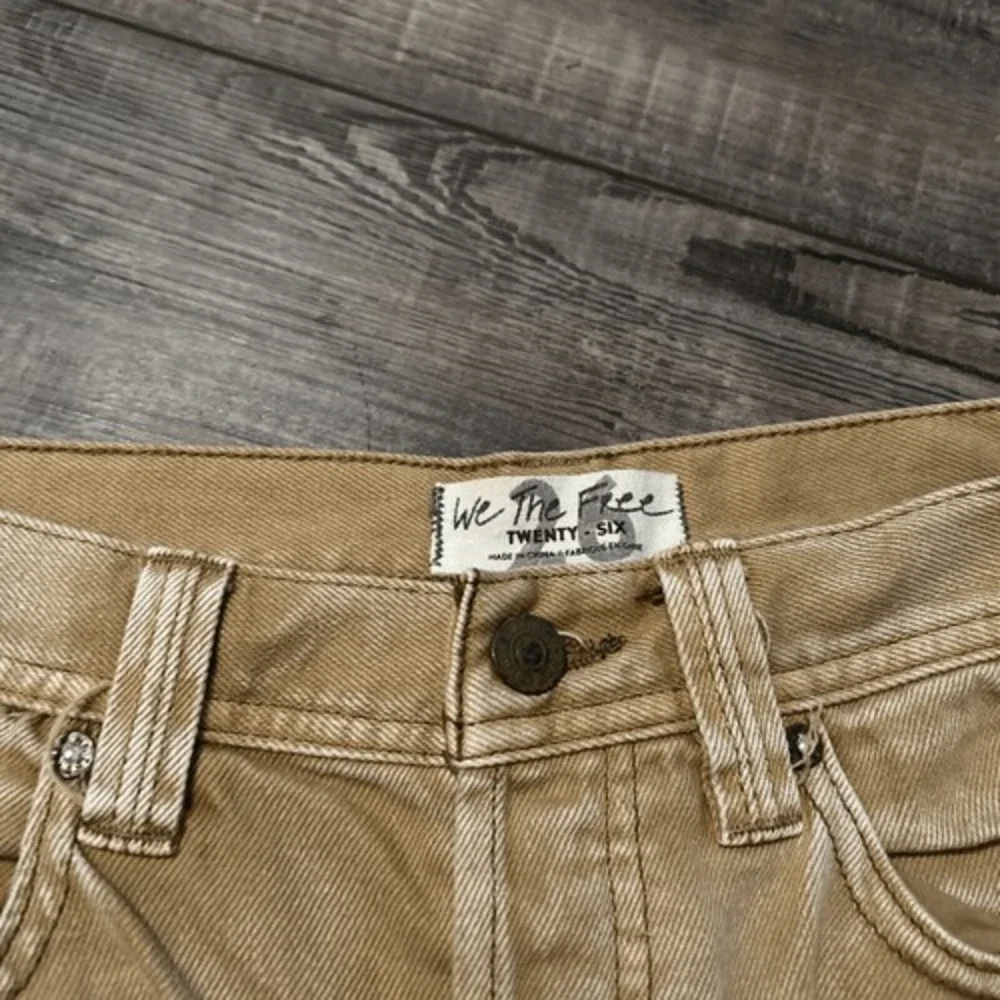 We the Free Womens Brown Booty Shorts Size 26 Raw Hem Cotton 1